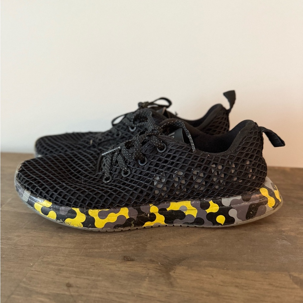 Black and Yellow Mesh Sneakers